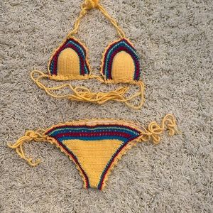 Yellow crochet bikini